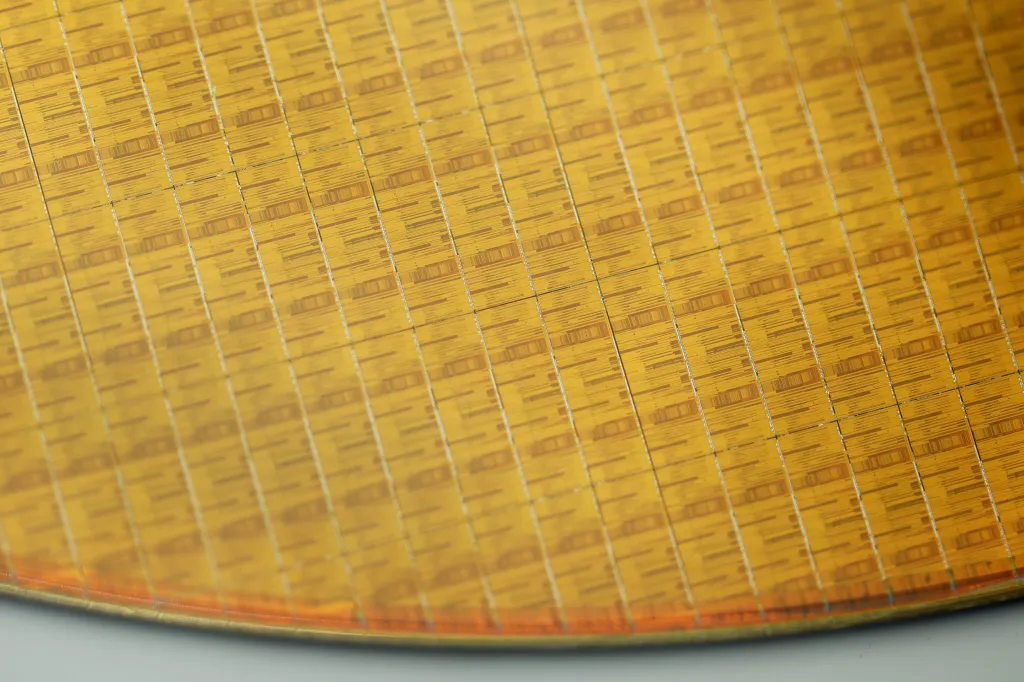 A silicon wafer with Micron Technology Inc.'s 1-gamma DRAM process node on display at the Micron Memory Japan K.K. booth at the Semicon Japan exhibition in Tokyo, Japan, on Thursday, Dec. 18, 2025. Kiyoshi Ota/Bloomberg via Getty Images